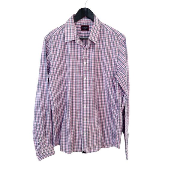 Robert Graham Burgundy Blue Small Pattern Contrasting Floral Cuffs Dress Shirt - Picture 10 of 11